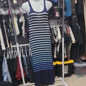 Old Navy Navy and White Striped Maxi Dress